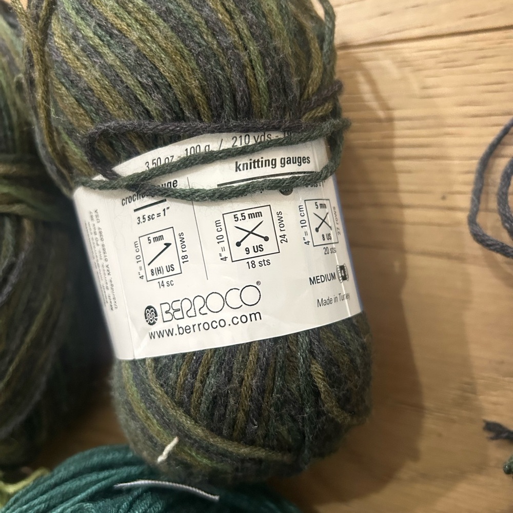 Mixed Green Yarn Lot - Assorted Teal, Olive & Moss Skeins - Picture 5 of 7
